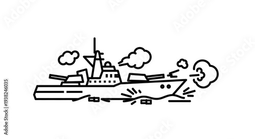 Simple Black and White Warship.