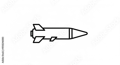 Simple Black Line Drawing Missile.
