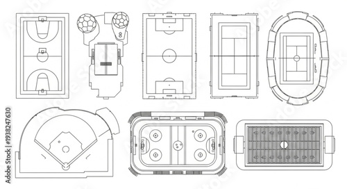 Collection of Sports Field Diagrams and Layouts.