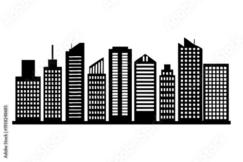 Cityscape with modern skyscrapers and urban architecture.