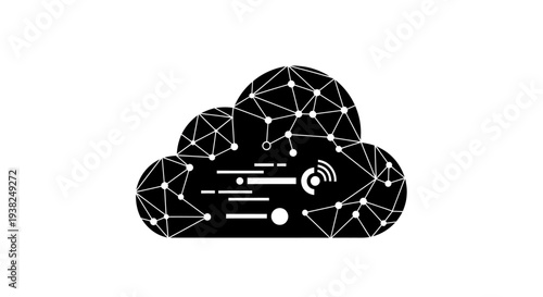 Cloud computing illustration networked data storage transfer technology concept vector
