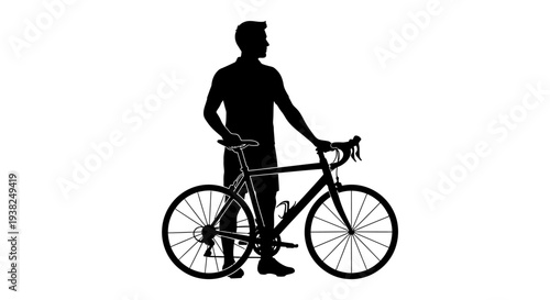 Cyclist silhouette and bicycle concept for sport and fitness activity graphic