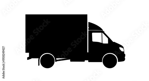 Delivery truck silhouette on white background transportation concept