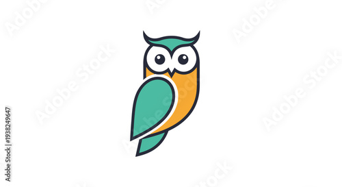 Colorful cartoon owl character design.