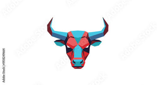 Colorful Cow Head with Horns Illustration.