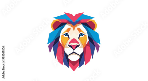 Colorful Lion Face Close Up Portrait.
