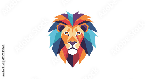 Colorful Geometric Lion Head Illustration Art.