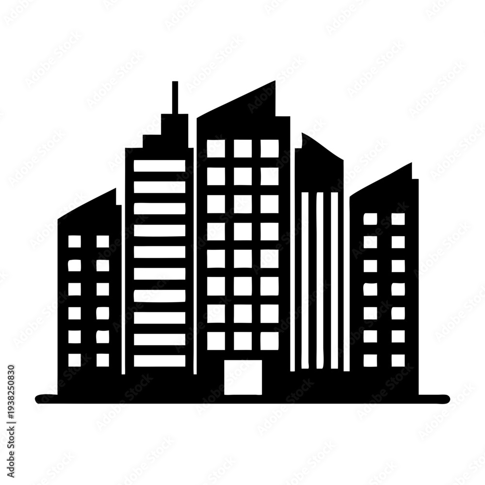 Obraz premium Modern cityscape with sleek skyscrapers and urban architecture.