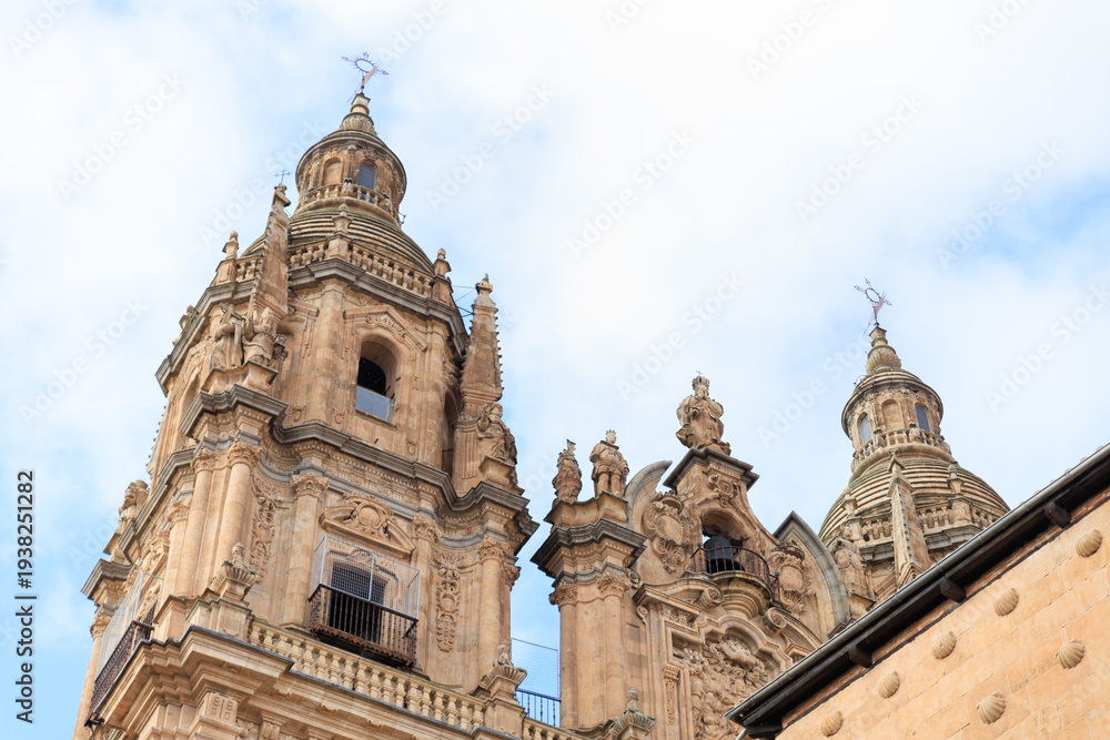 Fototapeta premium the tower of La Clerecia against blue sky, Salamanca, Spain
