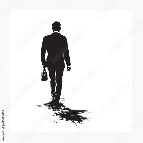 silhouette of a businessman going to work