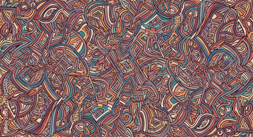 Vibrant abstract pattern with intricate shapes and colors.