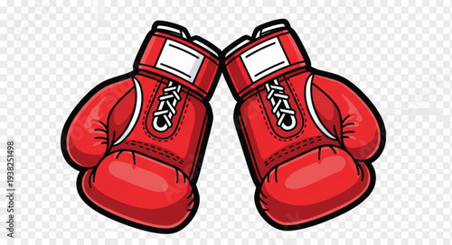 Pair of red boxing gloves facing each other.