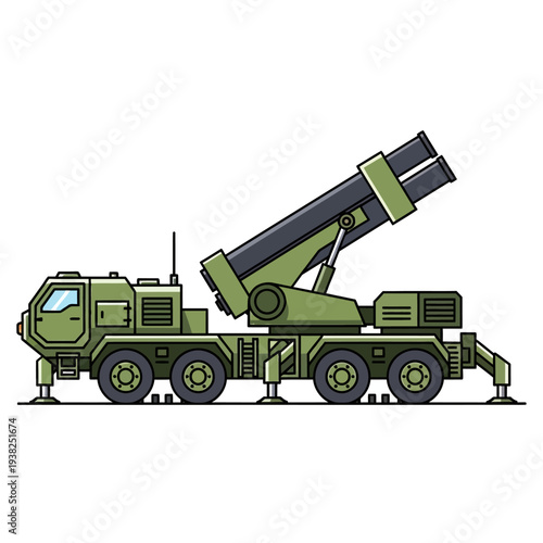 Military rocket launcher truck, army vehicle, weapon system, artillery, defense, war, combat, transport