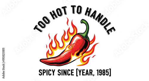 Spicy red chili pepper logo design with flames and bold typography.