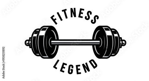 Black and white dumbbell fitness logo design.