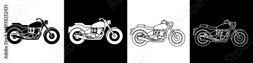 Vintage Motorcycle Silhouette Vector Illustrations.