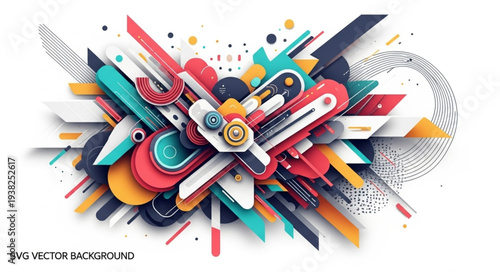 Vibrant Abstract Vector Art with Dynamic Shapes and Colors.