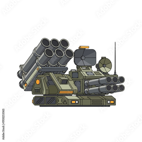 Futuristic missile launcher vehicle, sci-fi military weapon, advanced combat technology