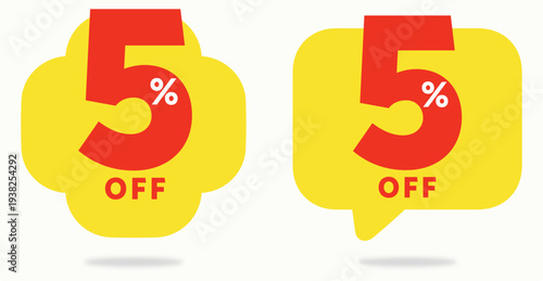 5% tag, offer, poster, percent, commerce, business, discount, price, value, ads. Sale, store, retail, off, special, sticker, set, icon, vector