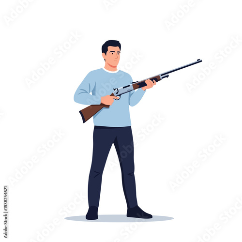 Man holding a rifle, hunting, sport, outdoor activity, weapon, safety, responsible gun ownership