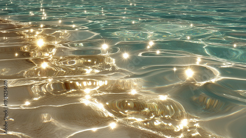 アンチエイジングや美容液の潤いイメージ　高級感あるキラキラと輝く黄金色の水面と波のテクスチャ背景素材