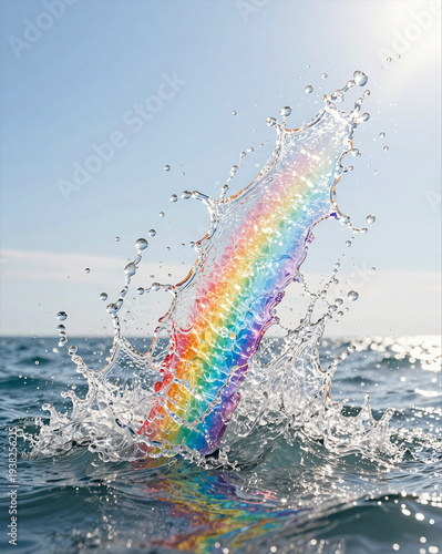 Prismatic Rainbow Spray Wave Freeze