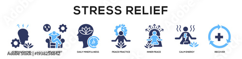 Glyphcolor - Stress Relief web banner icon vector illustration concept