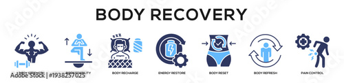 Glyphcolor - Body Recovery web banner icon vector illustration concept