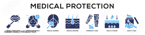 Glyphcolor - Medical Protection web banner icon vector illustration concept
