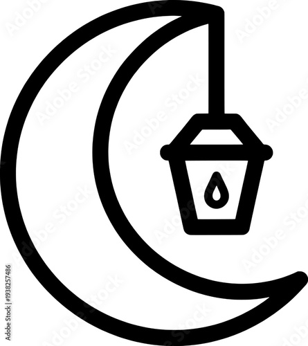Crescent moon with lantern icon