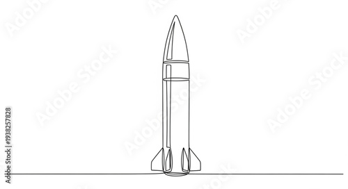 Simple Line Drawing of Rocket.