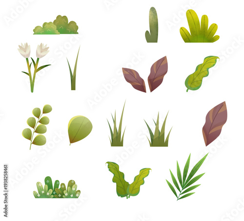 Set of green plants