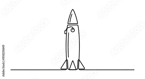 Simple Line Drawing of Rocket.