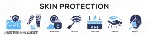 Glyphcolor - Skin Protection web banner icon vector illustration concept