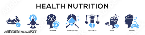 Glyphcolor - Health Nutrition web banner icon vector illustration concept