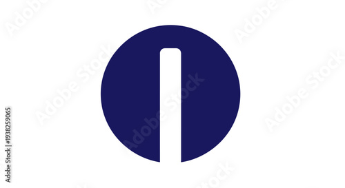 Dark blue circle with white line.