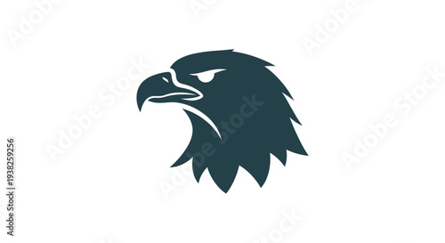 Dark green eagle head profile view.