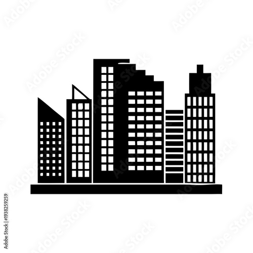 Modern cityscape with sleek skyscrapers and urban architecture.
