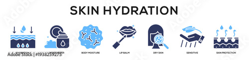 Glyphcolor - Skin Hydration web banner icon vector illustration concept