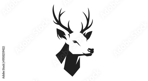 Deer head with antlers silhouette closeup.