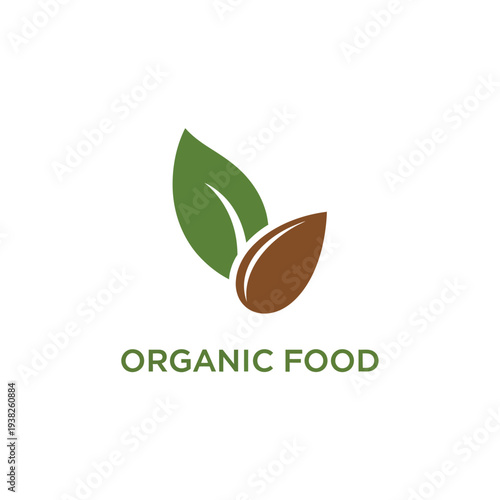 Nut and leaf organic food logo design for healthy snacks and natural ingredients