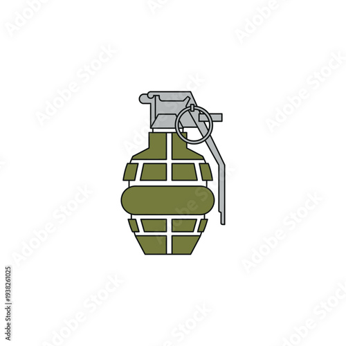 Green Grenade Illustration with Safety Pin.