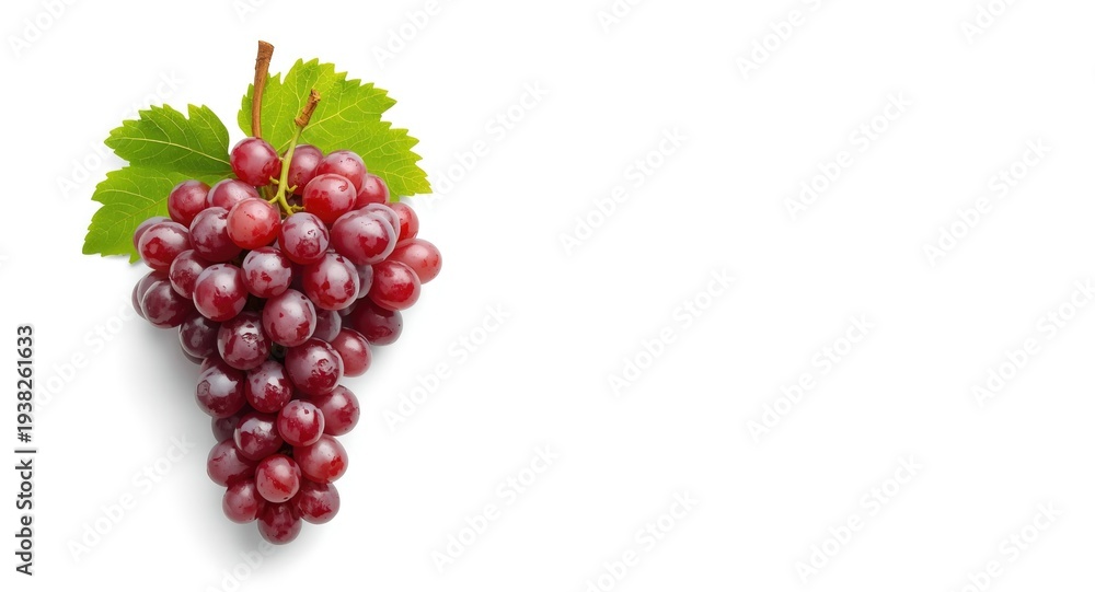 Fototapeta premium Delicious grapes cluster set on white studio background with copy space