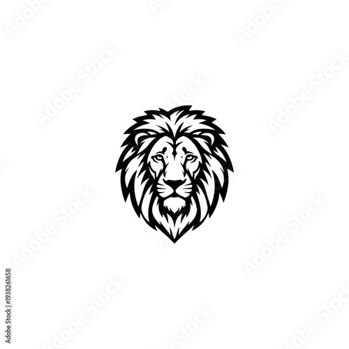 Black and White Lion Head Illustration.
