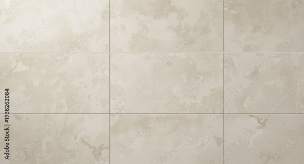 Fototapeta premium Cream ceramic tile wall backdrop with large format tile and minimal surface texture