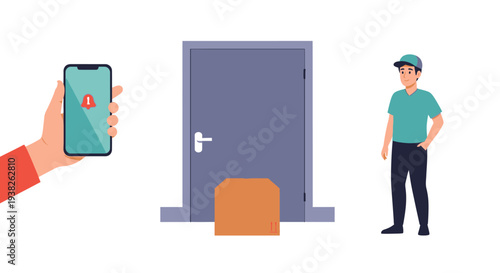 Delivery man standing by door.