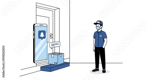 Delivery man standing with packages.