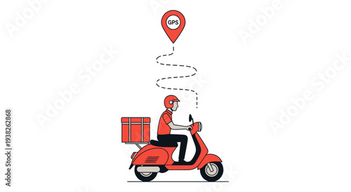 Delivery rider on red scooter.