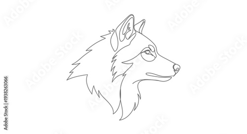 Detailed drawing of a wolf head.