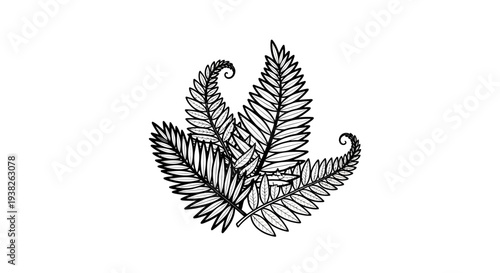 Detailed illustration of a fern leaf.